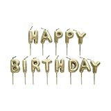 Kardasis Happy Birthday Kerzen Set, 13 Buchstaben-Kerzen in Silber & Gold, Tortenkerzen für Geburtstag, Kuchendeko, Partykerzen für Kinder & Erwachsene, Geburtstagsdeko Kerze für Kuchen