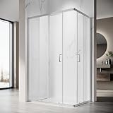 SONNI Duschkabine Eckeinstieg mit Schiebetür, 76x90 cm, 5mm ESG Sicherheitsglas, Duschabtrennung inkl. Nano Beschichtung, ohne Duschtasse, Verchromt