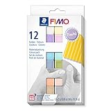 STAEDTLER ofenhärtende Modelliermasse FIMO soft in Pastell Farben, weich und geschmeidig, speziell für Einsteiger und Hobbykünstler, 12 Halbblöcke á 25g in sortierten Farben