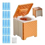 Campingtoilette, Toilettenstuhl für Erwachsene, Klappbar & Rutschfester Toilettensitz mit PVC Sitzpolster für Senioren Krankenhaus Outdoor Camping Reisen