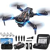 Drohne mit Kamera 1080P HD für Kinder, RC Drone mit 2 Akku, Faltbar Quadcopter mit FPV WiFi Übertragung Schwerkraft Sensor, 3D Flip Mode, Ein-Tasten-Start/Landung, Höhenhaltemodus (Schwarz)