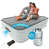 Huddle Luxuriöses Luftbett mit patentierter Dual-Pump-SlumberGuard™ Premium-Technologie | Selbstaufblasende und Anti-Deflate Airbed Tech | Komfort-aufblasbare Luftmatratze | volle Größe