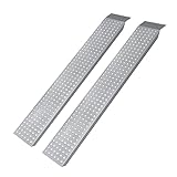 UISEBRT 2 Stück Auffahrrampe bis 400kg - Laderampe verzinkter Stahl Verladerampe 135cm Verladeschiene rutschfest Anhängerrampe für Auto Motorrad Anhänger Rasenmäher - 135cm Silber
