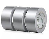 BOMEI PACK Panzertape extra stark, 32 m x 48 mm – Wasserdichtes Reparaturband für innen & außen gewebeverstärktes Reparaturband, 3 Rollen (Silber)