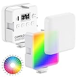 CAMOLO 360° RGB Video Licht mit 96 LED-Perlen, Hohe Helligkeit, CRI 95+, 2500-9000K Farbtemperatur, 2000mAh Akku Tragbare Videoleuchte, für Kamera Handy Produktfotografie YouTube Livestreaming,Weiß