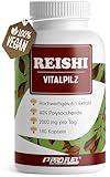 Reishi Kapseln 180x - 2000 mg Vitalpilz-Extrakt aus Ganoderma lucidum - hochwertiges Reishi-Extrakt (6:1) mit 40% bioaktiven Polysacchariden (800 mg pro Tag) - Vorrat für 60 Tage