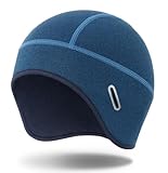 MELASA Warme Winter Fahrradhelm Mütze, Helmet Liner Skull Cap mit Brillenlöchern, HelmunterziehmüTze für Herren Damen Radfahren Skifahren Laufen Blau