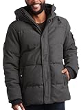 CANADA WEATHER GEAR Herren Wintermantel Schwere gesteppte Wolle Puffer Skijacke Isolierte Oberbekleidung Winterparka (M-XXL), Dunkelgrau, L