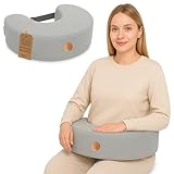 Stillkissen XXL Lagerungskissen für Baby Stillen Nursing Pillow - Schwangerschaftskissen Stillmond Breastfeeding Mond und Kinder Stillhörnchen mit Memory Foam Hellgrau