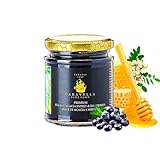 Caravella Fine Food Akazienhonig mit Blaubeeren 250 g Italienisch | Zart Seidig Leicht Süß-Herb Aroma Flüssig Saftig Mit echten Früchten| Ideal für Frühstück Desserts Käse Müsli Tee & Cocktails
