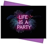 CherryCards 8er Set Einladungskarten & Umschläge, Format A6, Motiv Life is a Party, Einladung Erwachsene Teenager Kinder Unisex