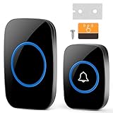 VFANDV Funkklingel, Steckdosen-Funkklingel Wasserdicht Drahtloses Türklingel Funk Türklingel, Wasserdichte Türklingel, 300 m Funkreichweite Haustürklingel mit 60 Melodien, 5 Lautstärkestufen (Schwarz)
