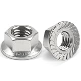 25 Stück Flanschmuttern M6, Jeboler M6 Muttern Edelstahl DIN 6923 Sechskantmutter mit Flansch und Sperrverzahnung Bundmutter, Sperrzahnmuttern Gezahnte Sechskantmuttern für Fahrradwartung etc.