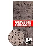 KARAT Premium Teppichläufer gewebt mit Muster - 80 x 200 cm, Braun - Flauschiger Baumwoll Teppich - Läufer für Küche, Flur & Wohnraum - Flurläufer Küchenläufer Flurteppich (Vena)