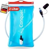 Conquer. Trinkblase 2L mit abnehmbarem Trinkschlauch & Biss-Ventil | BPA-freie Wasserblase als Trinksystem für Trinkrucksack | Joggen, Wandern, Running, Radfahren, Outdoor