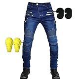 SHUOJIA Motorradjeans Für Männer Und Frauen, Motorradhosen Motorradjeans Sportliche Motorrad Hose Mit Protektoren Motorradhose (A12,XXL)