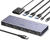 UGREEN HDMI 2.1 KVM Switch 4 In 1 Out 8K@60Hz USB 3.0 Switch 4 Ports 1 Monitor und Tastatur, Maus, Drucker, U Disk für 2 PC