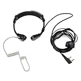 Retevis ETK002 Funkgerät Kehlkopfmikrofon Headset, 2-Pin Ohrhörer Kopfhörer Kompatibel mit RT5R RT85 RT86 RT24 RT27 Baofeng UV 5R BF-88E BF-888S Kenwood eSynic Radioddity Walkie Talkies (1 Stück)