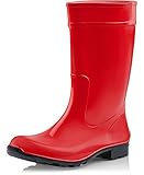 Ladeheid Damen Gummistiefel 100% Wasserdticht Regenstiefel Damen LA-967 (Rot/Schwarz, 38 EU)