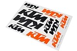 KTM Sticker Aufkleber, Maße 17,2 x 24,8 cm, Bike Industries Logo auf Bogen, Rahmen Aufkleber, Wasserfest, Fahrrad, E-Bike, Rennrad, Orange/Schwarz, 10 Stück