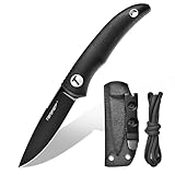 TONIFE Nova Neck Knife mit Scheide Lanyard und Clip, 68mm Feststehendes Klinge Kleine Hals Messer Neck Knife für Outdoor Edc (Schwarz+Schwarz Titan)