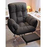 ShAzanz Bürostühle Executive Bürostuhl, ergonomischer hoher Rücken mit Fußstütze, Liegende Ledersitze, bequem mit doppeltem dickem Kissen, große und große 450 Lbs Heavy Duty(Black)