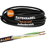 10 Meter Lapp 1030202 LiYY PVC- Steuerleitung 4x0,14 mm² schwarz I LED Kabel 4 adrig I Datenleitung I Signalleitung I lötbares Kabel