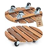 Bamworld Pflanzenroller 2er Set, rund 30,5 cm, belastbar bis 130 kg, mit feststellbaren Rollen, wetterfest, ideal für schwere Blumentöpfe und Pflanzenständer