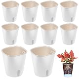 10 Stück Selbstwässernder Blumentopf: Blumentopf mit Bewässerungssystem, Selbstbewässerung Topf mit Wasserstandsanzeiger, Selbstbewässerungstopf für den Innenbereich,Töpfe für Kräutergarten Küche