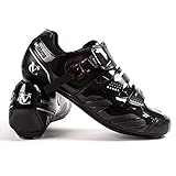 VeloChampion Elite Rennradschuh (Paar) Road Cycling Shoes (Schwarz Silber, 45)