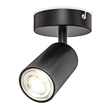 B.K.Licht - Wandleuchte Innen, schwenkbar, GU10 Fassung, max. 9 Watt, Wandlampe innen, Wandstrahler, Wandlicht, Wandbeleuchtung, Schlafzimmer, Flurlampe, Wall Light, 9x9 cm, Schwarz