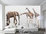 3D Wandbild Tapete Tapete Elefant Giraffe Stil Ölgemälde Hintergrund Wand Reflexion Raumdekoration 3D Tapete Effekt Tv Sofa Die Fototapete Wandbild Wohnzimmer Schlafzimmer-250cm×170cm