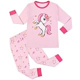 HOTUT Kinder Schlafanzüge, Langarm Baumwolle Schlafanzug Mädchen, Winter Pyjama mit Exquisite Muster, Zweiteilig Nachtwäsche T-Shirt und Hose, warm Pyjama