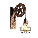 Industrielle Wandleuchte – Steampunk-Wandleuchte, abnehmbarer Käfigschirm, Wandlampe dimmbar | Industrielle Wandleuchte, minimalistische industrielle Wandleuchte, Eisen-Wandleuchte für Schlafzimmer am