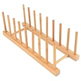 Aoaoy Geschirrständer aus Holz, Topfdeckelhalter, Küchenschrank-Organizer, Abtropfgestell, Abtropfgestell, für Teller, Schüsseln, Tassen, Topfdeckel, Schneidebretter, Bücher
