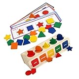 CORHAD Montessori Holz Steckwürfel Buntes Sensorisches Lernspielzeug für Ab Jahren Farb Formwahrnehmung Konzentration und Feinmotorik