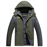 Generisch Fleecejacke Herren Outdoor Softshelljacke Wasserdicht Übergangsjacke Winddicht Winterjacke Leicht Wanderjacke Weich Regenjacke mit Abnehmbarer Kapuze Funktionsjacke Warm Jacken