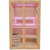 Dewello® Finnische Sauna Tofino 120x140 Kabine aus Hemlock Tannenholz mit 3,5KW HARVIA Ofen 1-2 Personen inkl. Sauna Zubehör