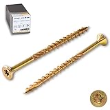 STRÜBER Holzschrauben mit Torx-Antrieb (4,5 x 60 mm / 200 Stück) Holzbauschrauben mit TX-Buchse - Spanplattenschrauben Gelb verzinkt - Senkkopfschrauben für Dachkonstruktionen - Universalschrauben