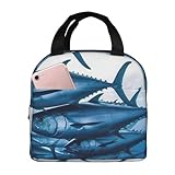 Isolierte Lunchtasche, Lunchbox für Damen und Herren, wiederverwendbare Kühltasche, blauer Thunfisch, Gruppe, Lunchtasche für die Arbeit