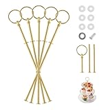 GIDWRIY 5 Stück 3 Stufige Bausatz Etageren Stangen Set,Metallstangen für Etagere Stäbe,Etagerenhalter,Mittellochausstecher für Tortenständer,Hochzeitstorte Etageres SüßIgkeiten für Kuchen, Obsttablett