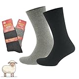 Blue Eyes 2 Paar warme Schafwollsocken. Socken aus Schafwolle Wintersocken Wollsocken Thermosocken für Kinder Damen und Herren (36-40, Regular, 1 paar Schwarz- 1 paar Grau)