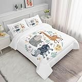 Syhi Qlty Junge Bettdecke 135x200 4 Jahreszeiten Kindertiere Ganzjahresdecke Waschbar minimalistisch Druck Bettdecke Ohne Bezug - Leichte Wende-Steppdecke Schlafdecke + 2 Kissenbezüge 80x80cmM223