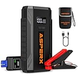 ASPERX Starthilfe Powerbank 2000A Spitze Powerbank 12V Booster Auto Starthilfe (Bis Zu 8,0L Benzin Oder 6,5L Diesel) Mit LED Taschenlampe Starthilfekabel Jump Starter Für Motorrad SUV