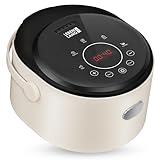 LEBENLANG Elektrischer Reiskocher Digital mit Warmhaltefunktion - Inkl. Timer & Messbecher und Reislöffel I 0,8l Bis zu 4 Personen I Rice Cookers Klein Reisgarer Sushi Reis Kocher Porridge & Suppen