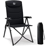TIMBER RIDGE Campingstuhl Faltbar Hohe Lehne mit 4 Positionen verstellbar bis 150kg Klappstuhl Camping Gepolstert Faltstuhl Liegestuhl mit Tasche für Garten Balkon Wohnmobil
