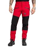 Rock Creek Herren Softshell Hose Cargohose Outdoorhose Wanderhose Herrenhose Wasserdicht Skihose Arbeitshose Winterhose Trekkinghose H-245 Rot XL
