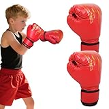 Boxhandschuhe Kinder – Junior Boxhandschuhe für Jungen & Mädchen, Kinder Boxing Gloves für Boxen, MMA, Kickboxen, Muay Thai & Kampfsport, Verstellbarer Klettverschluss, 3–10 Jahre, Rot