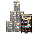 Dehner Wild Nature Hundefutter Hochmoor, Nassfutter getreidefrei / zuckerfrei, für Welpen und junge Hunde, Gefügel / Ente, 6 x 400 g Dose (2.4 kg)