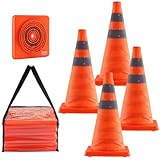 VEVOR Sicherheitskegel Verkehrshütchen, 4 STK. Zusammenklappbare Verkehrskegel, 245 x 245 mm Baukegel mit Reflektierenden Kragen, Warnkegel mit Aufbewahrungstasche, Verkehrskontrolle, Parkplätze